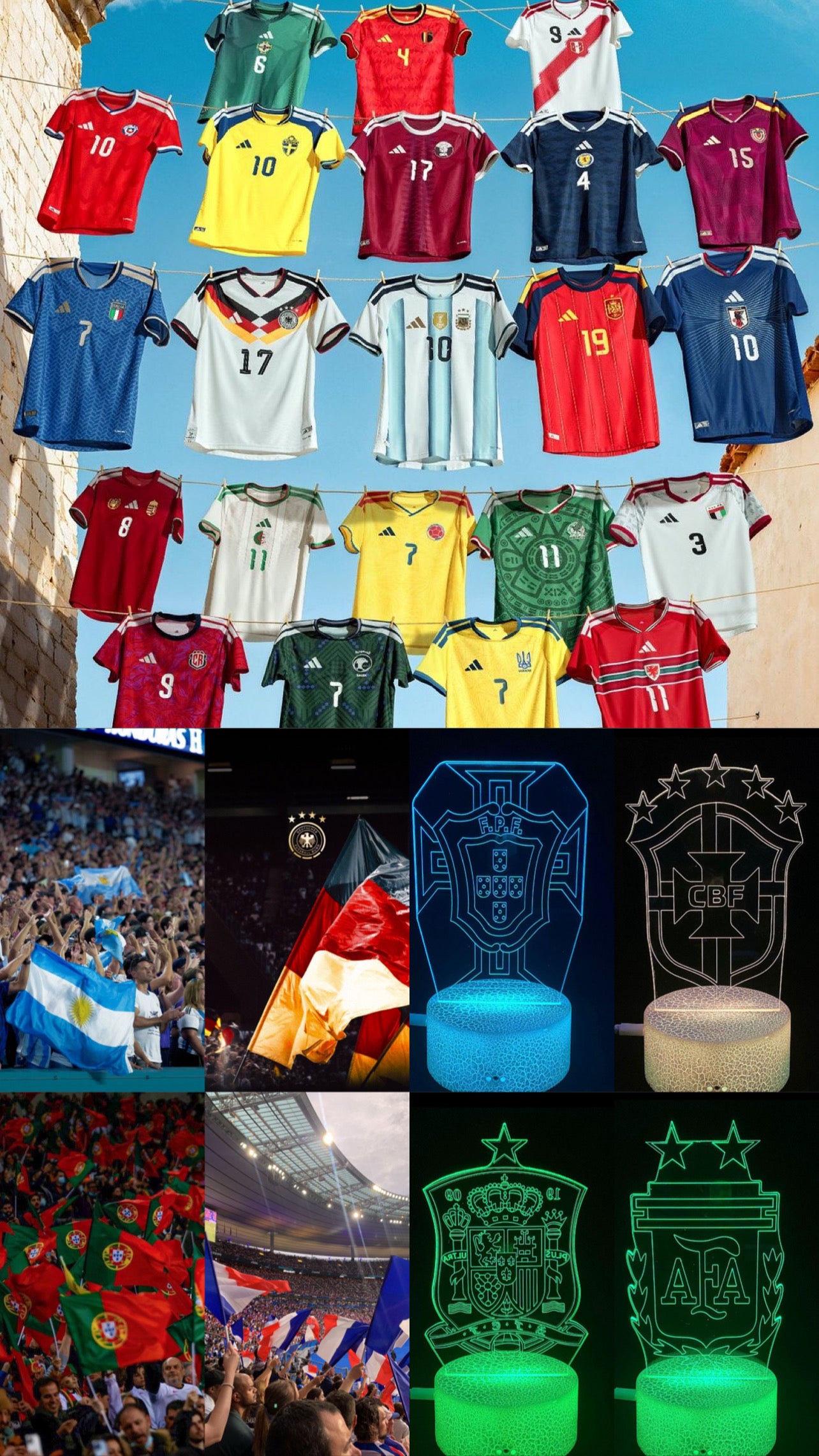 World Cup Starter Fan Box                               Included(Any Nation Jersey + Matching Flag + LEDs)